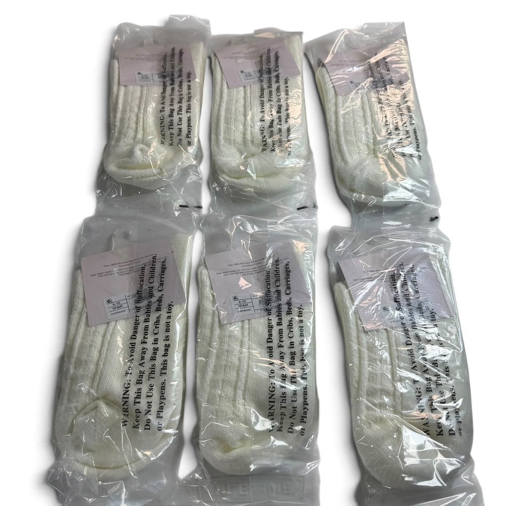 Auden Mid-Crew Boot Socks 6 Pairs Lot Cream Cable Knit Super Soft Shoe Size 4-10 - Picture 2 of 2
